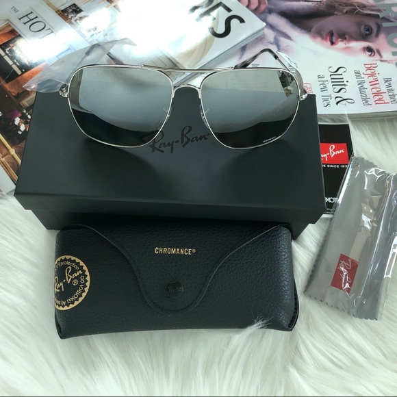 Ray Ban Polarized Mirror Chromance Aviator Sunglasses - Picture 1 of 8